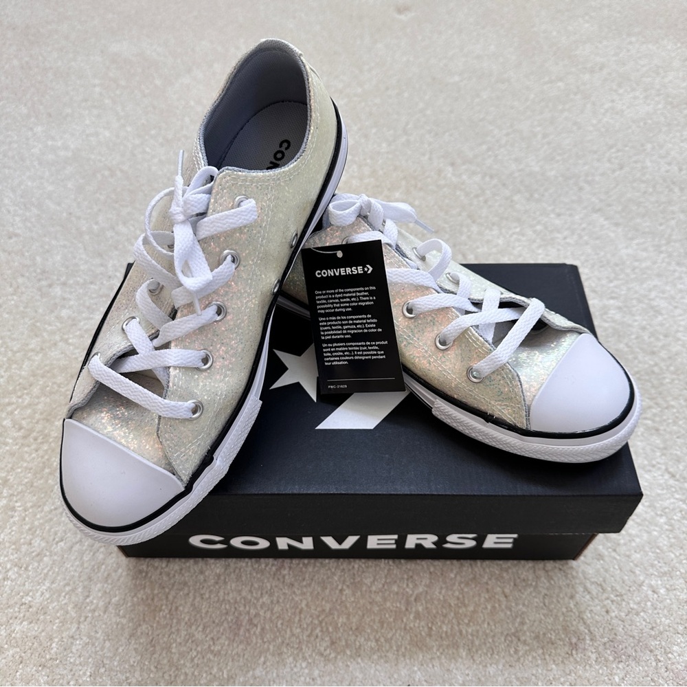 Converse CTAS Ox Wolf Grey Rainbow Glitter Casual Sneakers